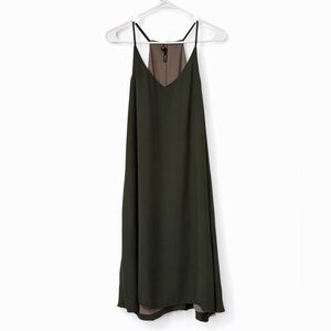 Tempted Reversible Olive Green & Taupe Camisole Slip Dress Size Large